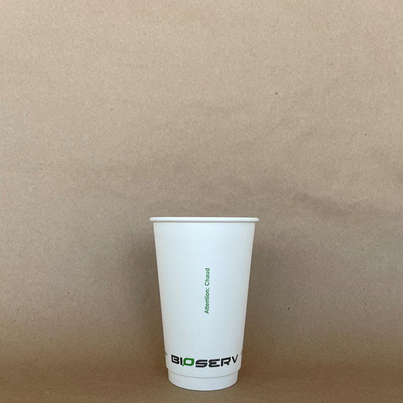 16oz. White Bioserv Double Wall AG Hot Cup